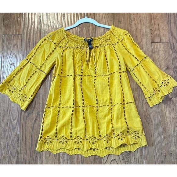 I.N.C. Yellow eyelet coverup or blouse xs/0 - Picture 8 of 8